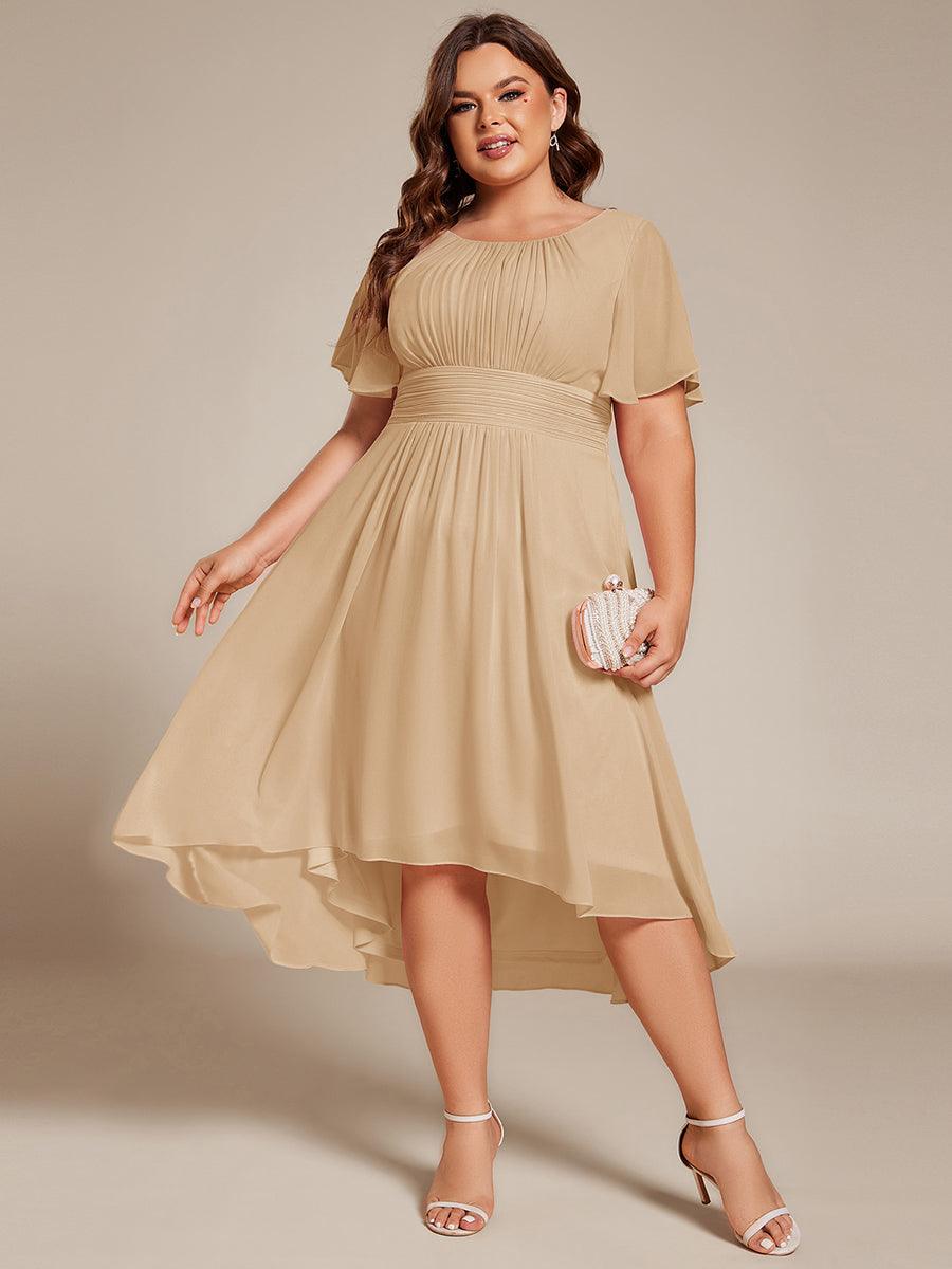 Glitzerndes A-Linien-Abendkleid mit Empire-Taille und langen Laternen?rmeln #farbe_Champagner