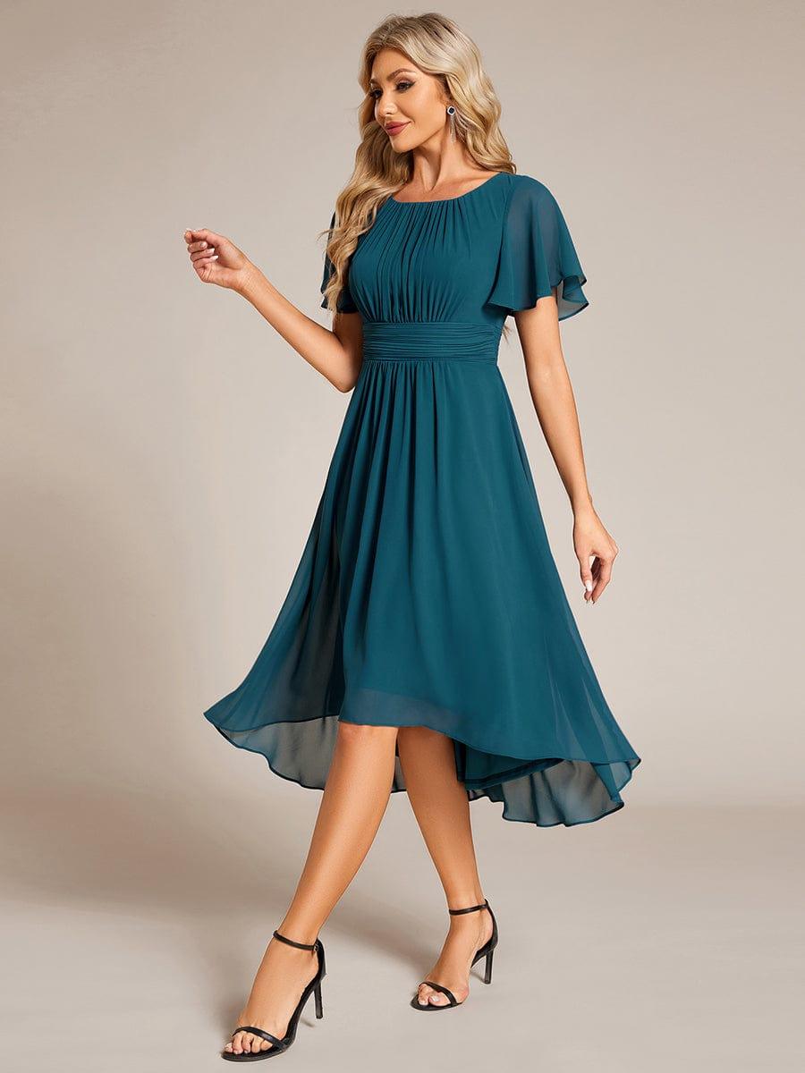 Glitzerndes A-Linien-Abendkleid mit Empire-Taille und langen Laternen?rmeln #farbe_Teal