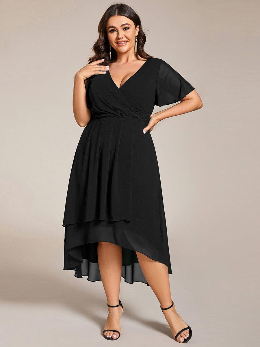 Funkelndes Abendkleid in A-Linie mit Empire-Taille und langen ?rmeln #farbe_Schwarz