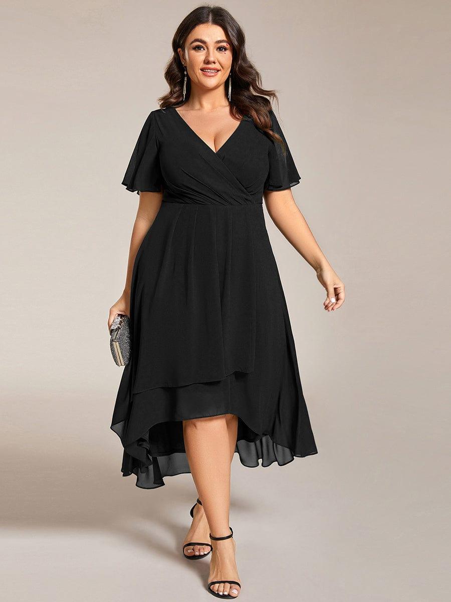 Funkelndes Abendkleid in A-Linie mit Empire-Taille und langen ?rmeln #farbe_Schwarz