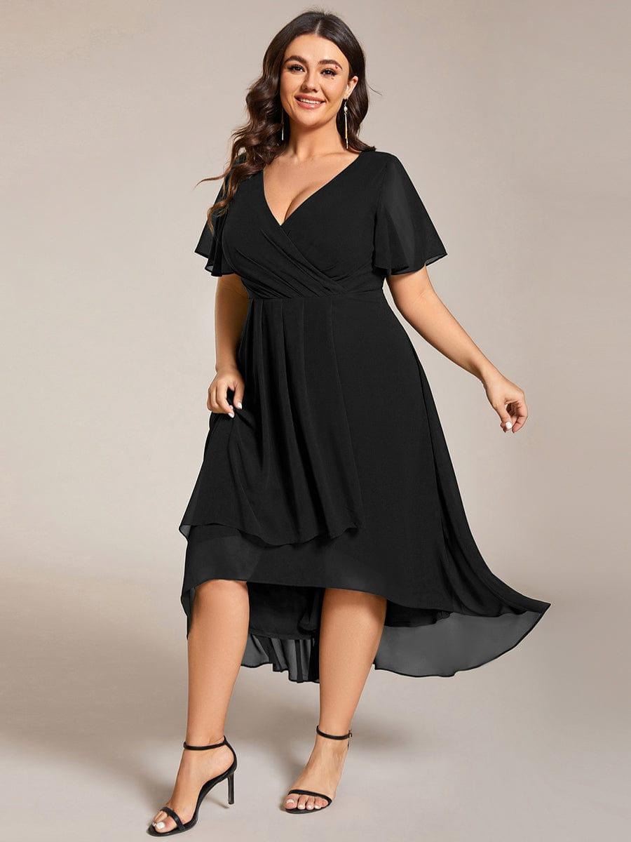 Funkelndes Abendkleid in A-Linie mit Empire-Taille und langen ?rmeln #farbe_Schwarz