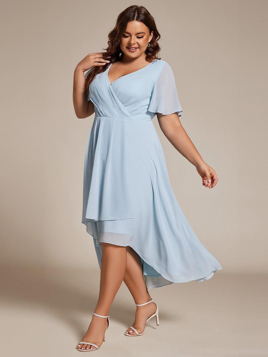 Funkelndes Abendkleid in A-Linie mit Empire-Taille und langen ?rmeln #farbe_Blau