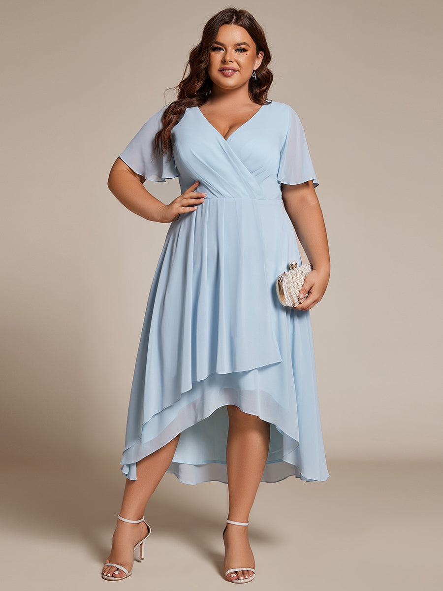 Funkelndes Abendkleid in A-Linie mit Empire-Taille und langen ?rmeln #farbe_Himmelblau