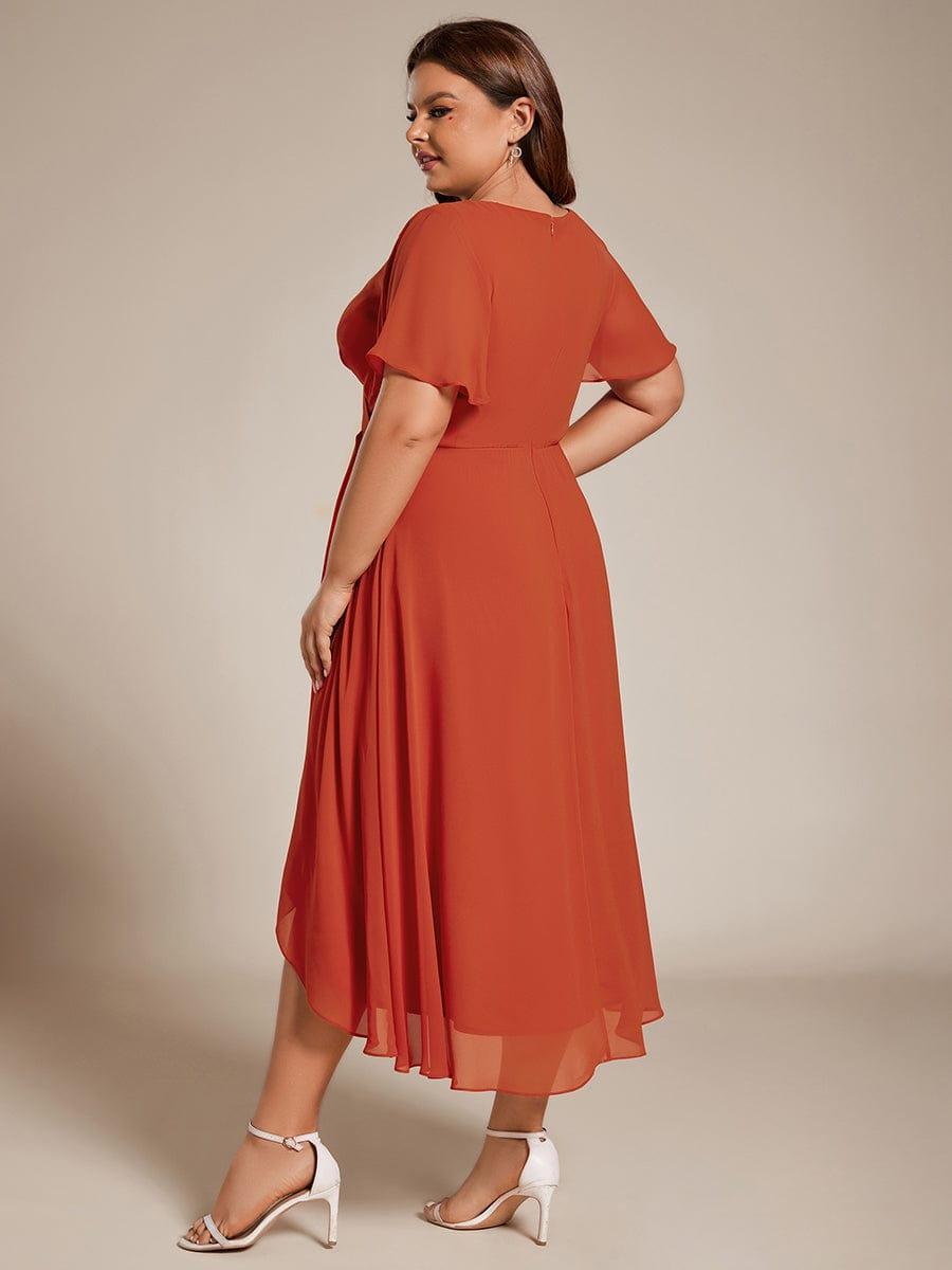 Funkelndes Abendkleid in A-Linie mit Empire-Taille und langen ?rmeln #farbe_Gebrannte Orange