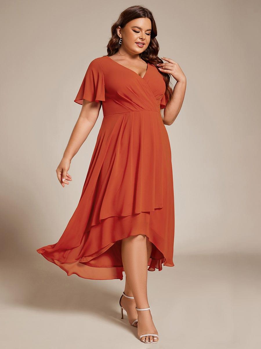 Glitzerndes A-Linien-Abendkleid mit Empire-Taille und langen Laternen?rmeln #farbe_Gebrannte Orange