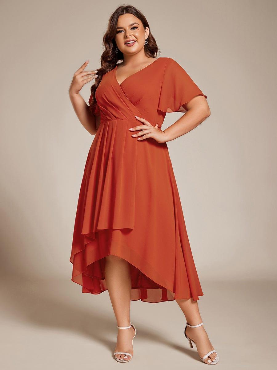 Glitzerndes A-Linien-Abendkleid mit Empire-Taille und langen Laternen?rmeln #farbe_Gebrannte Orange