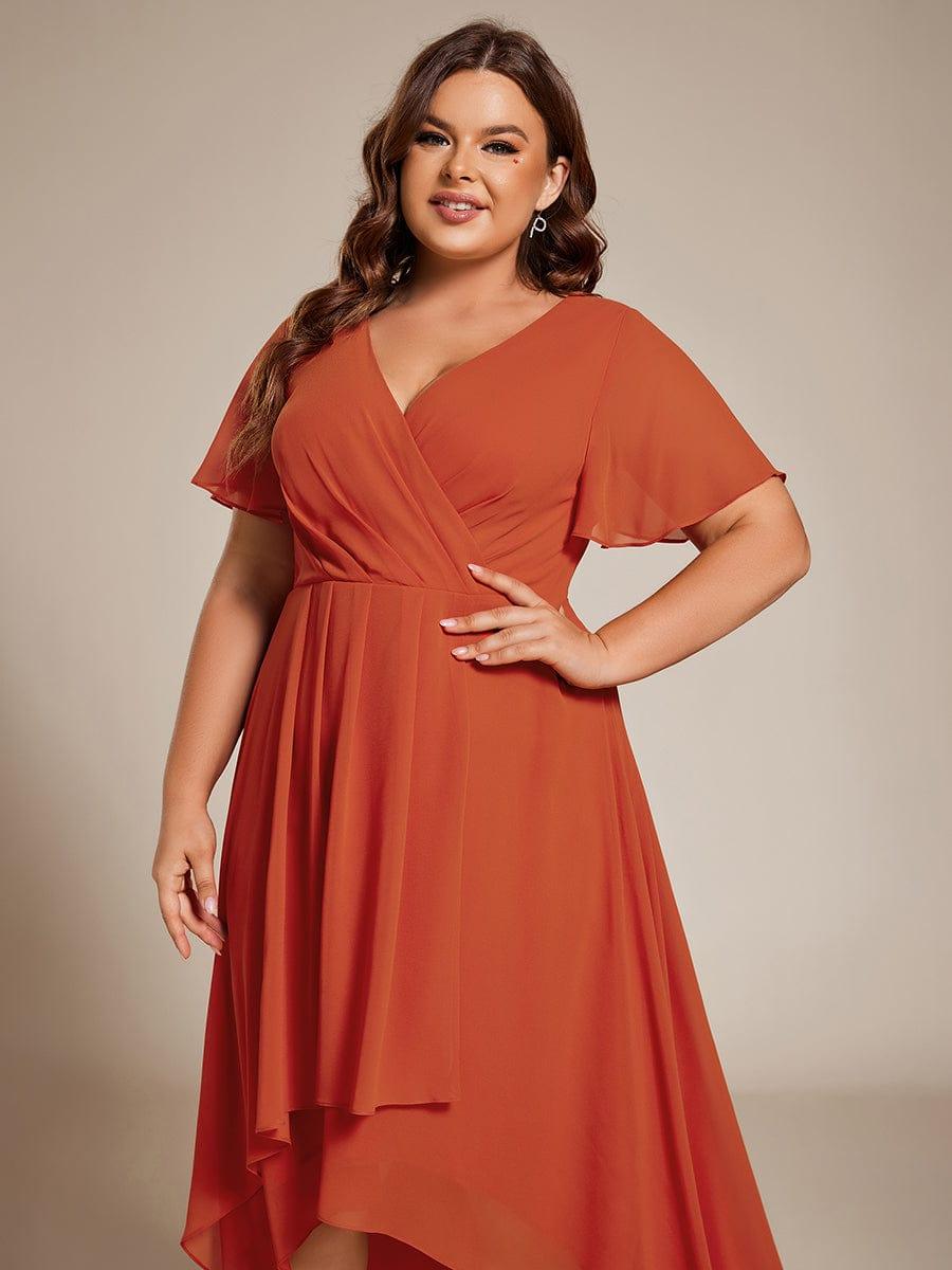 Funkelndes Abendkleid in A-Linie mit Empire-Taille und langen ?rmeln #farbe_Gebrannte Orange