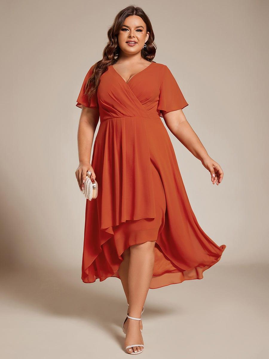 Funkelndes Abendkleid in A-Linie mit Empire-Taille und langen ?rmeln #farbe_Gebrannte Orange