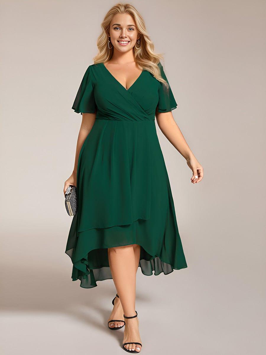 Funkelndes Abendkleid in A-Linie mit Empire-Taille und langen ?rmeln #farbe_Dunkel Gruen
