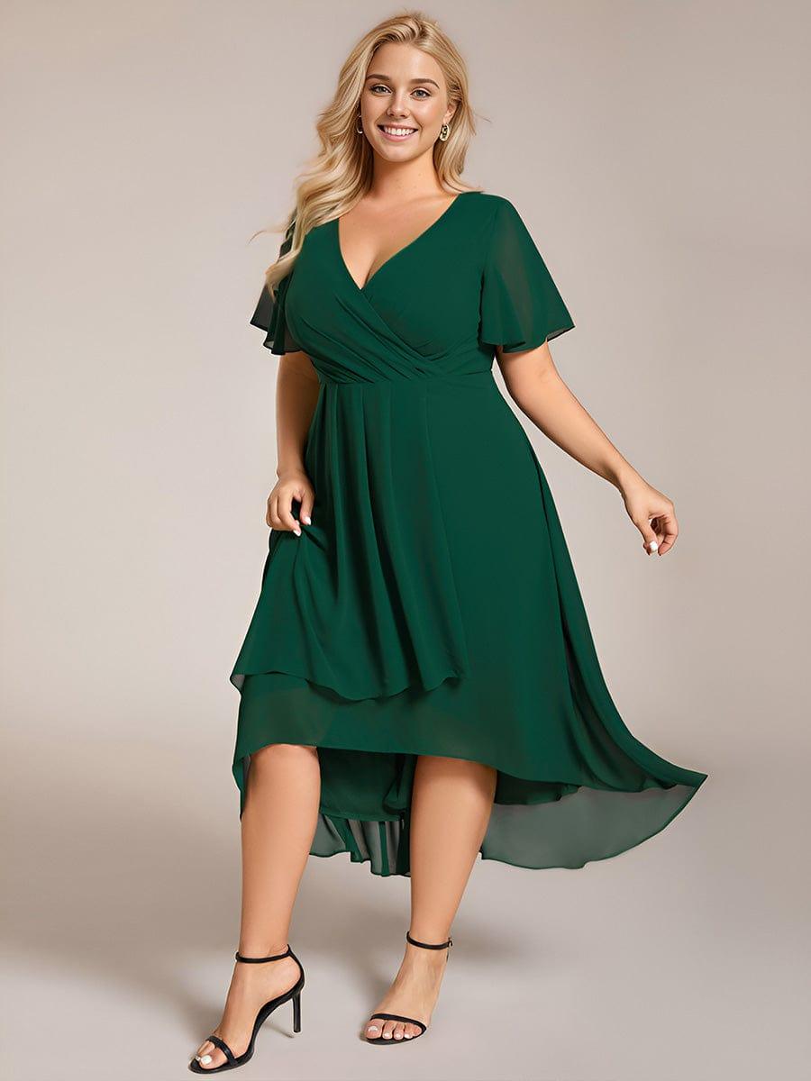 Funkelndes Abendkleid in A-Linie mit Empire-Taille und langen ?rmeln #farbe_Dunkel Gruen