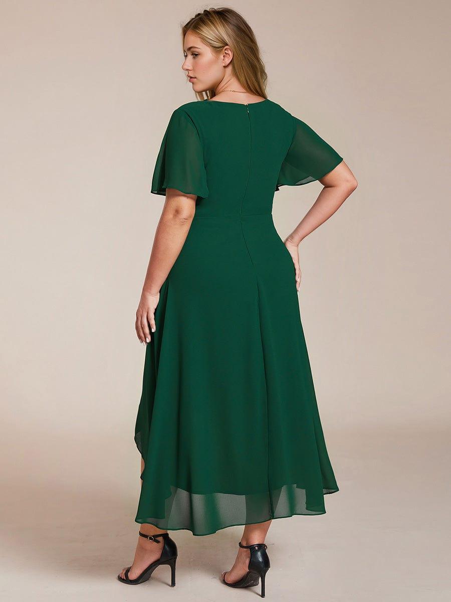 Funkelndes Abendkleid in A-Linie mit Empire-Taille und langen ?rmeln #farbe_Dunkel Gruen