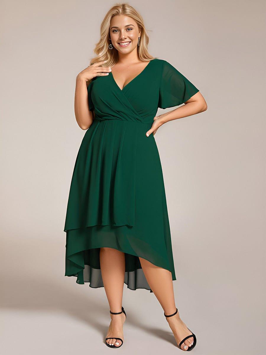 Funkelndes Abendkleid in A-Linie mit Empire-Taille und langen ?rmeln #farbe_Dunkel Gruen