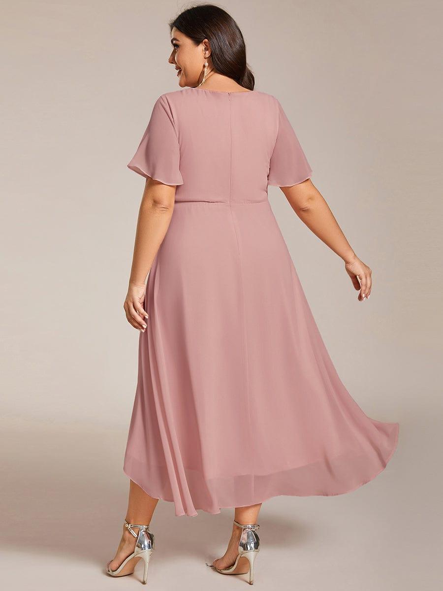 Glitzerndes A-Linien-Abendkleid mit Empire-Taille und langen Laternen?rmeln #farbe_Dusty Rose