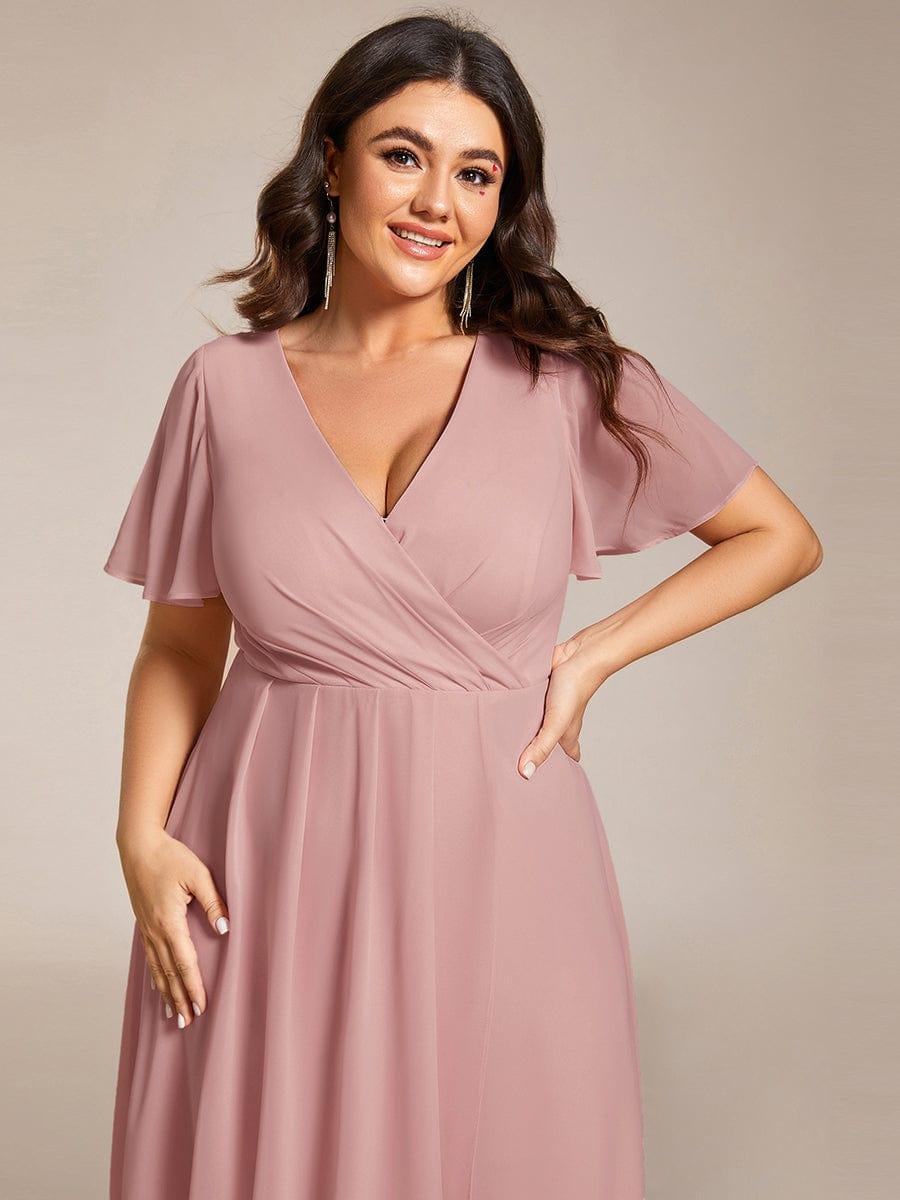 Glitzerndes A-Linien-Abendkleid mit Empire-Taille und langen Laternen?rmeln #farbe_Dusty Rose