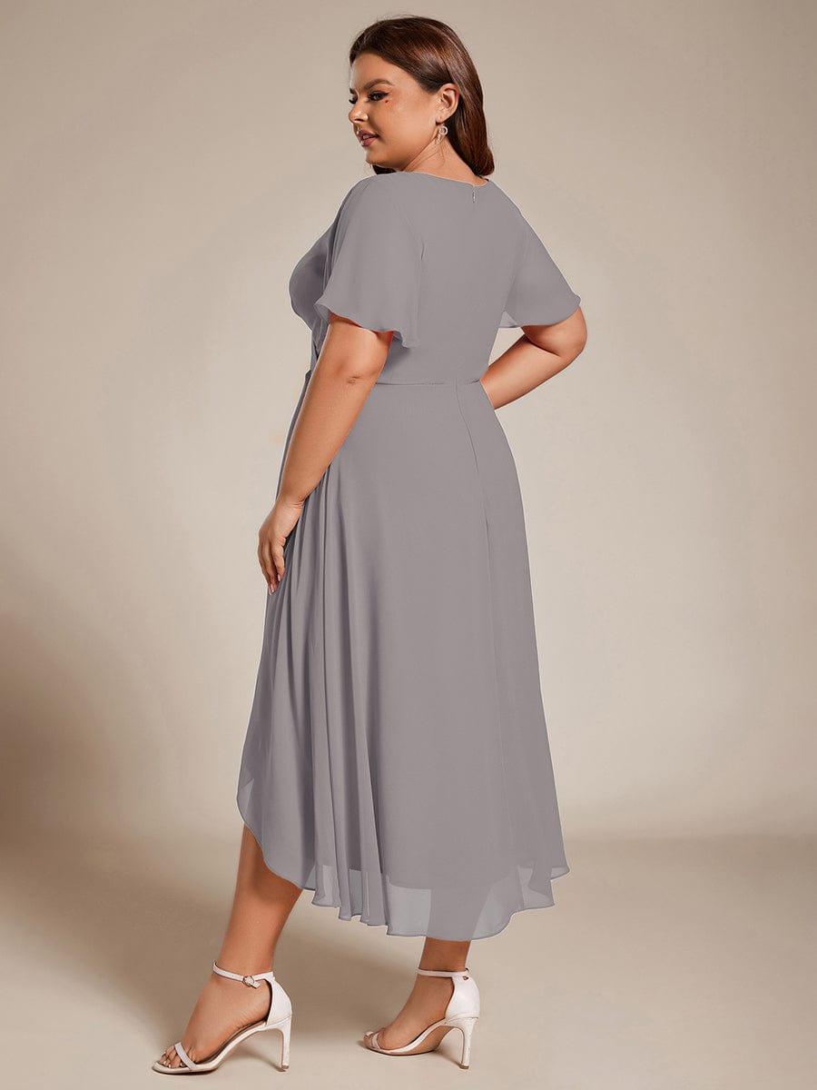 Glitzerndes A-Linien-Abendkleid mit Empire-Taille und langen Laternen?rmeln #farbe_Grau
