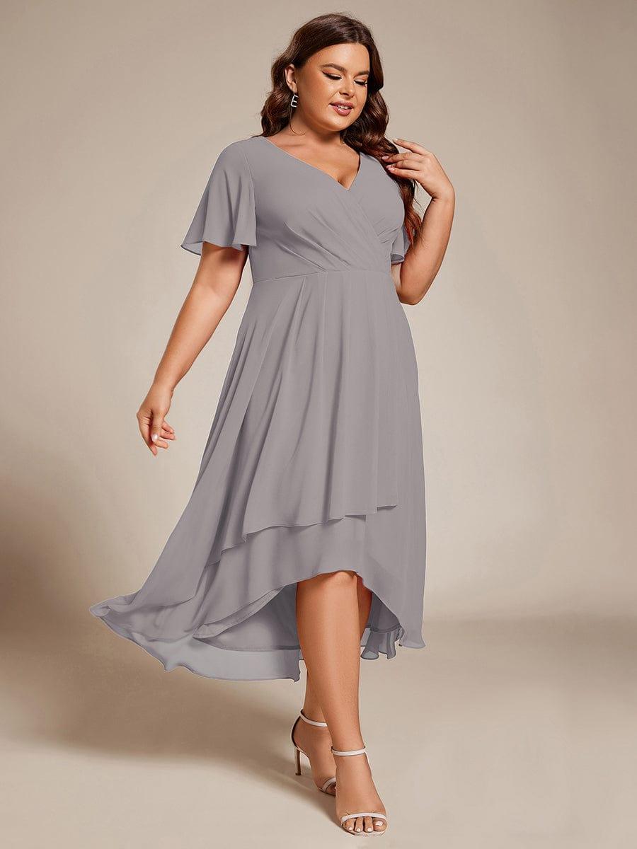 Glitzerndes A-Linien-Abendkleid mit Empire-Taille und langen Laternen?rmeln #farbe_Grau
