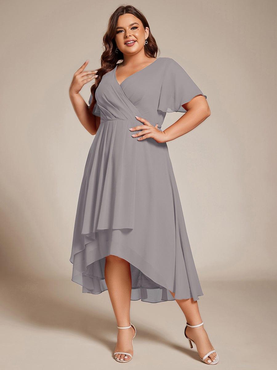Glitzerndes A-Linien-Abendkleid mit Empire-Taille und langen Laternen?rmeln #farbe_Grau