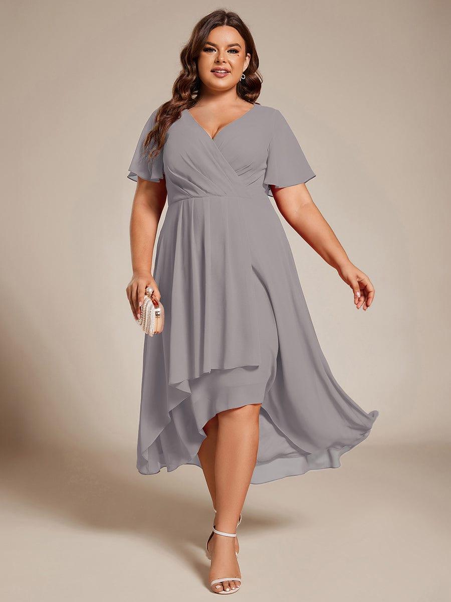 Glitzerndes A-Linien-Abendkleid mit Empire-Taille und langen Laternen?rmeln #farbe_Grau
