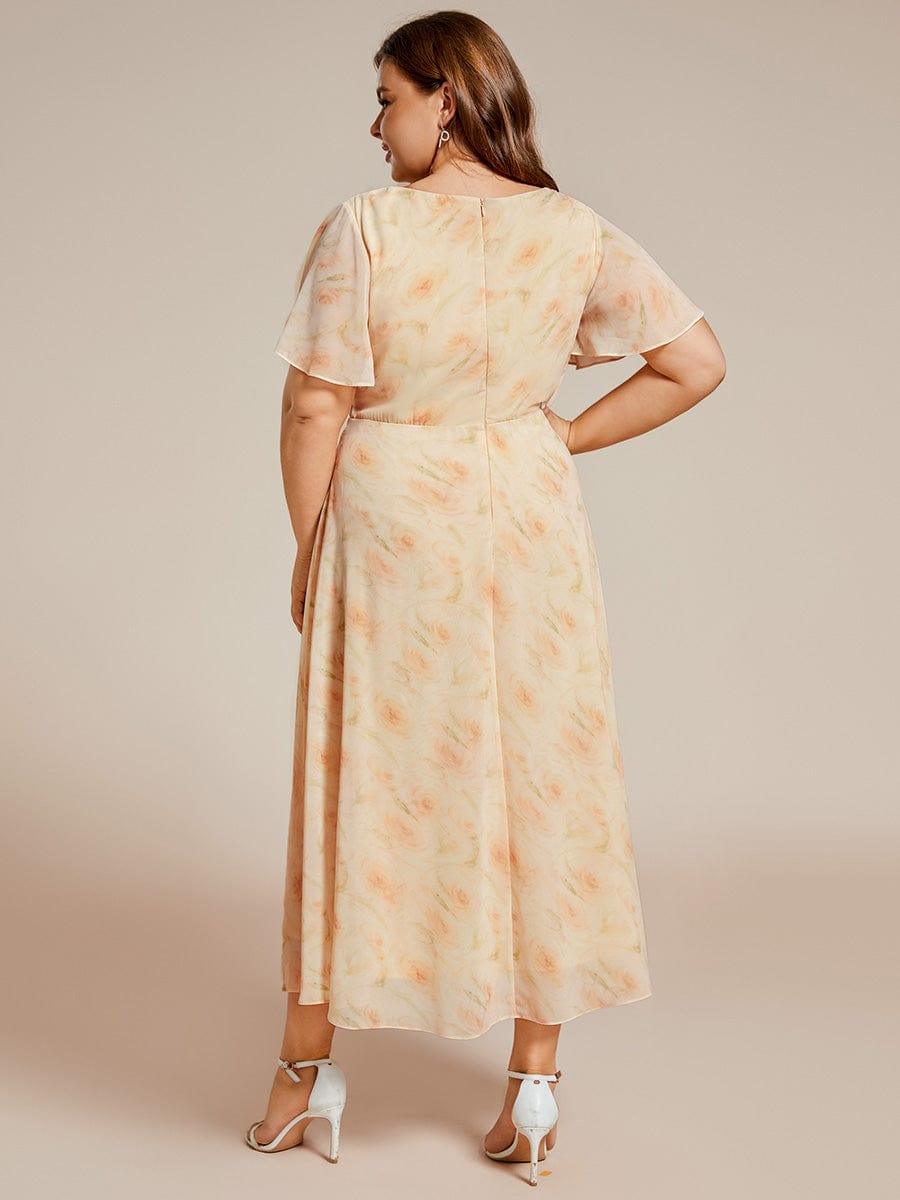 Funkelndes Abendkleid in A-Linie mit Empire-Taille und langen ?rmeln #farbe_Goldene Rosen