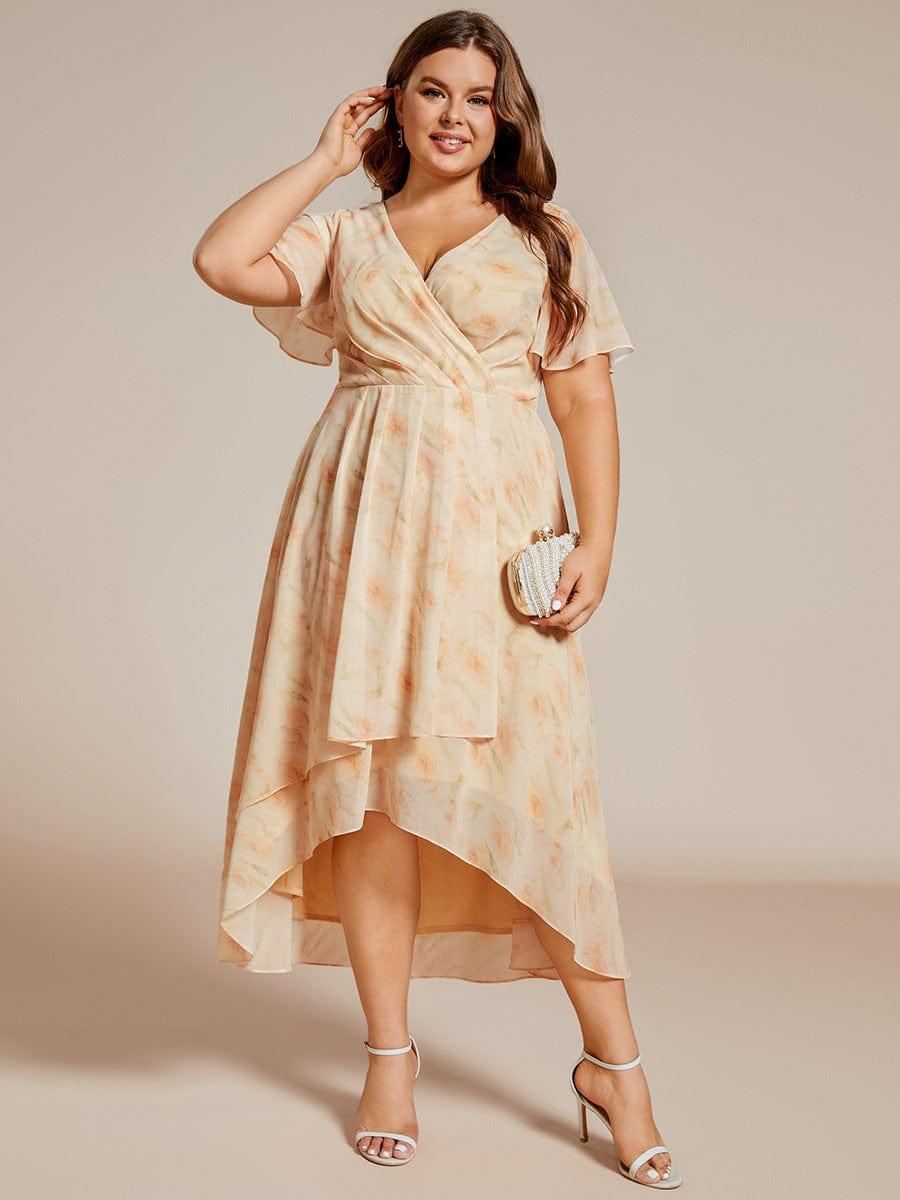 Funkelndes Abendkleid in A-Linie mit Empire-Taille und langen ?rmeln #farbe_Goldene Rosen