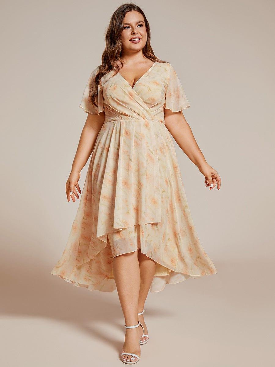 Funkelndes Abendkleid in A-Linie mit Empire-Taille und langen ?rmeln #farbe_Goldene Rosen