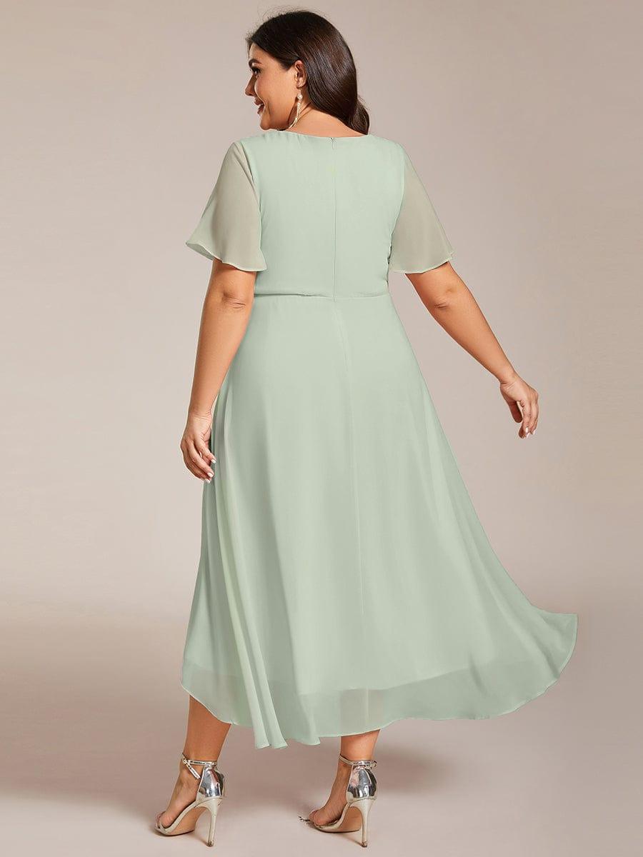 Funkelndes Abendkleid in A-Linie mit Empire-Taille und langen ?rmeln #farbe_Mint Gruen