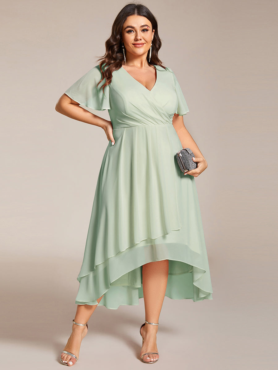 Funkelndes Abendkleid in A-Linie mit Empire-Taille und langen ?rmeln #farbe_Mintgrün