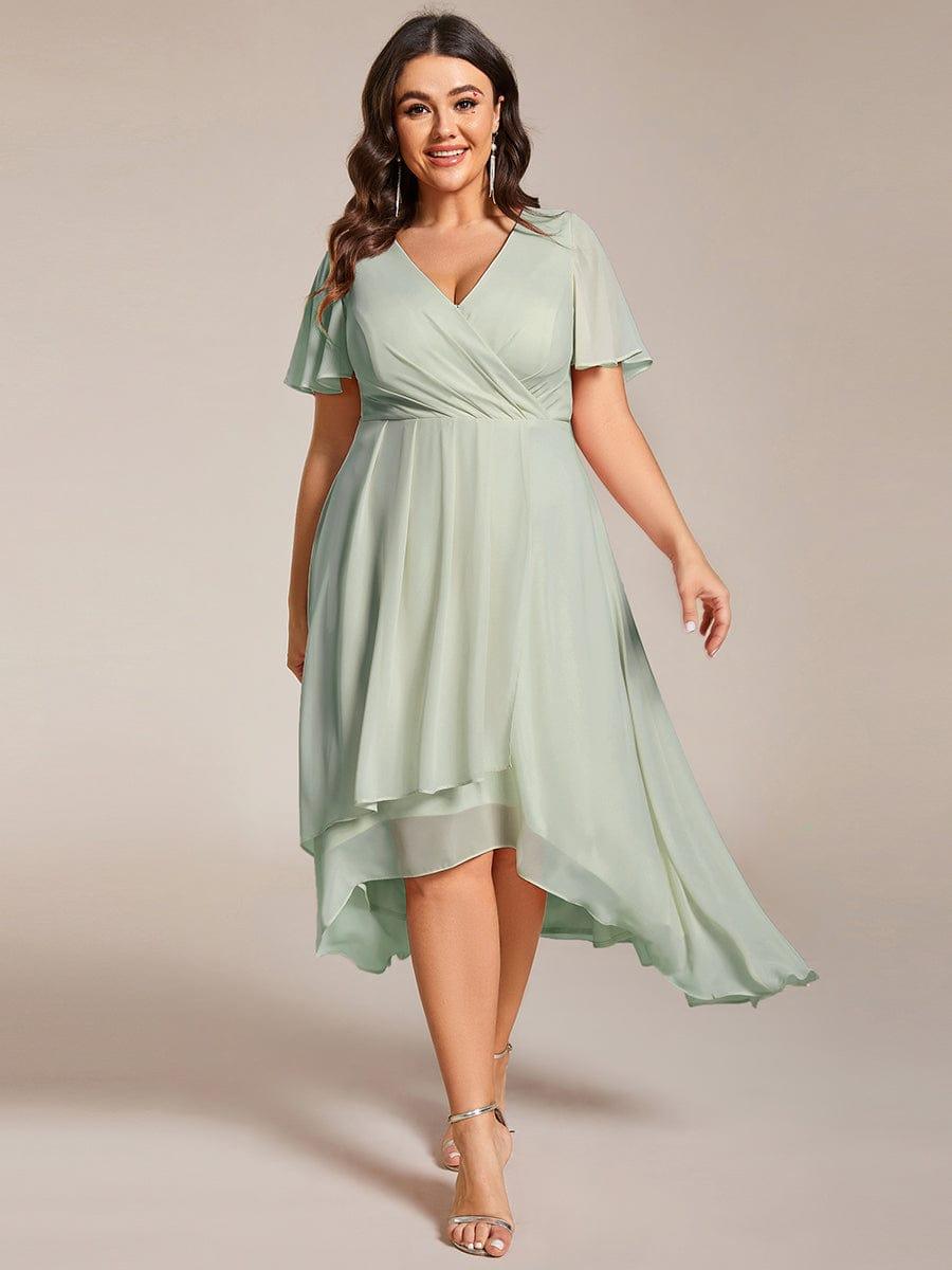 Funkelndes Abendkleid in A-Linie mit Empire-Taille und langen ?rmeln #farbe_Mint Gruen