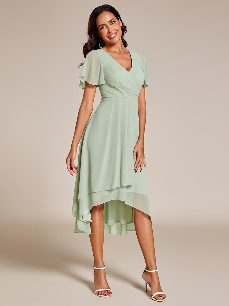 Funkelndes Abendkleid in A-Linie mit Empire-Taille und langen ?rmeln #farbe_Mintgrün