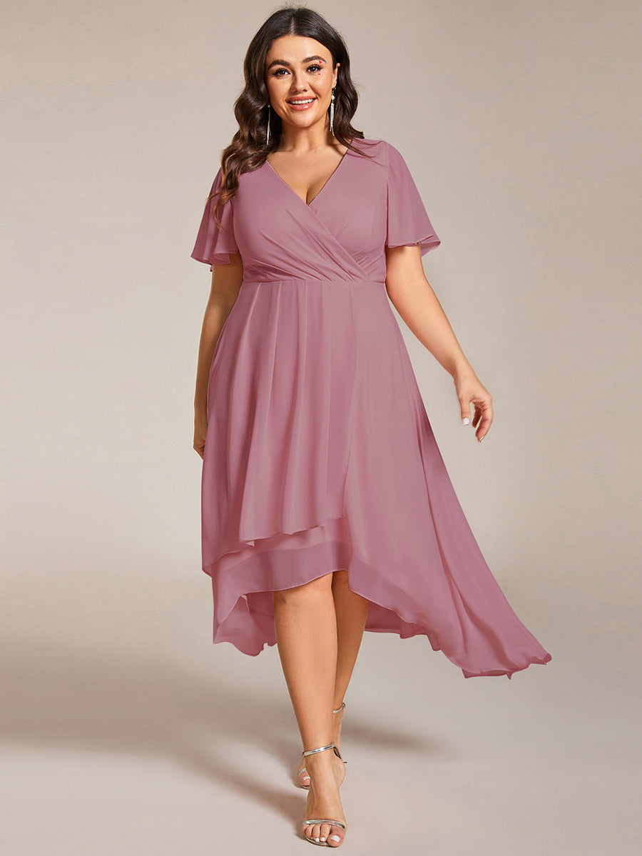 Funkelndes Abendkleid in A-Linie mit Empire-Taille und langen ?rmeln #farbe_Orchideenviolett
