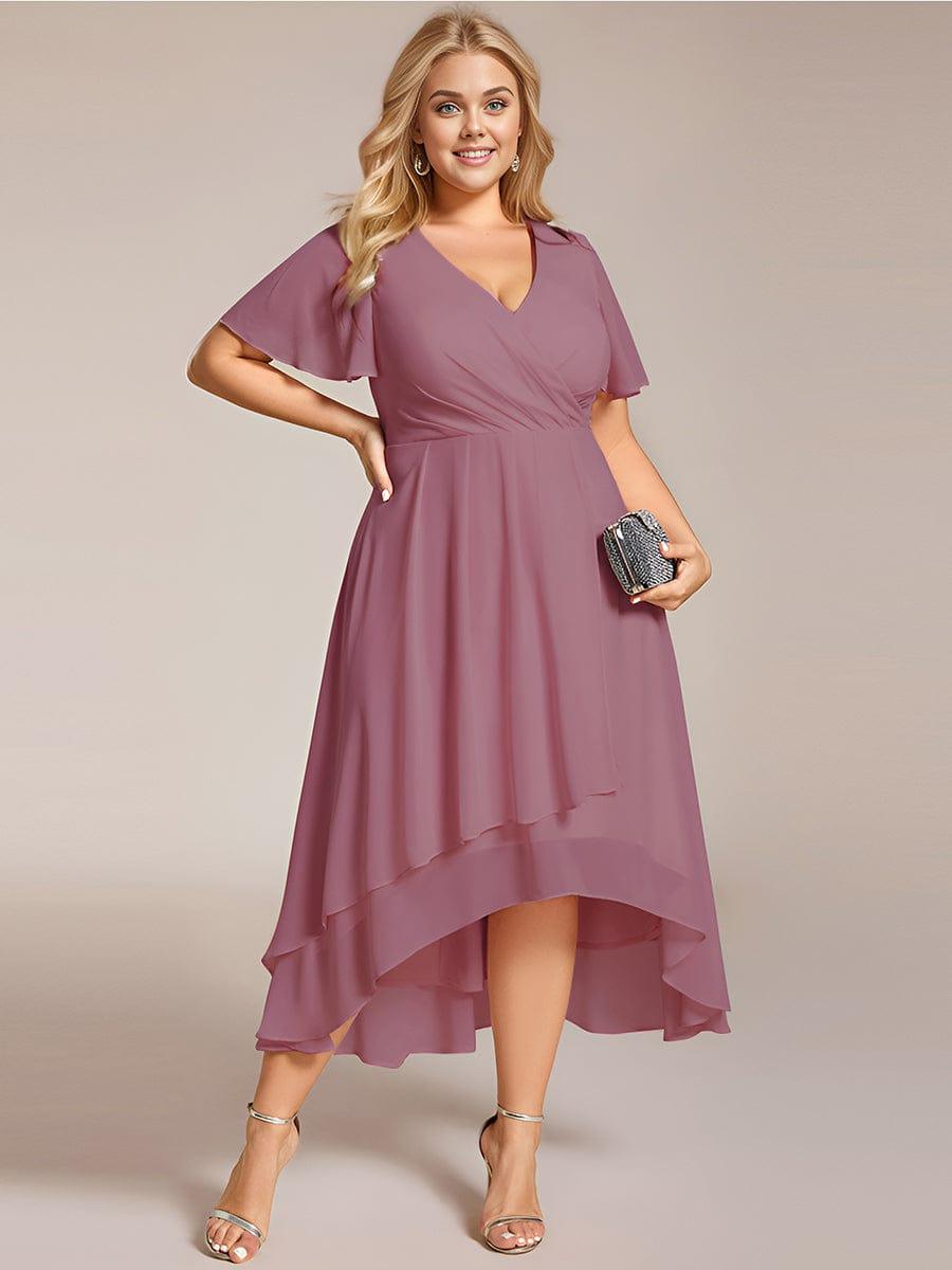 Funkelndes Abendkleid in A-Linie mit Empire-Taille und langen ?rmeln #farbe_Orchid