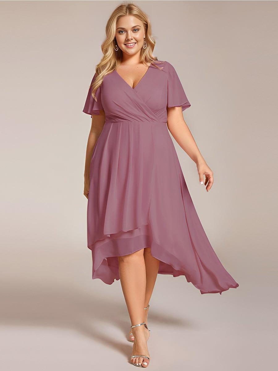 Funkelndes Abendkleid in A-Linie mit Empire-Taille und langen ?rmeln #farbe_Orchid