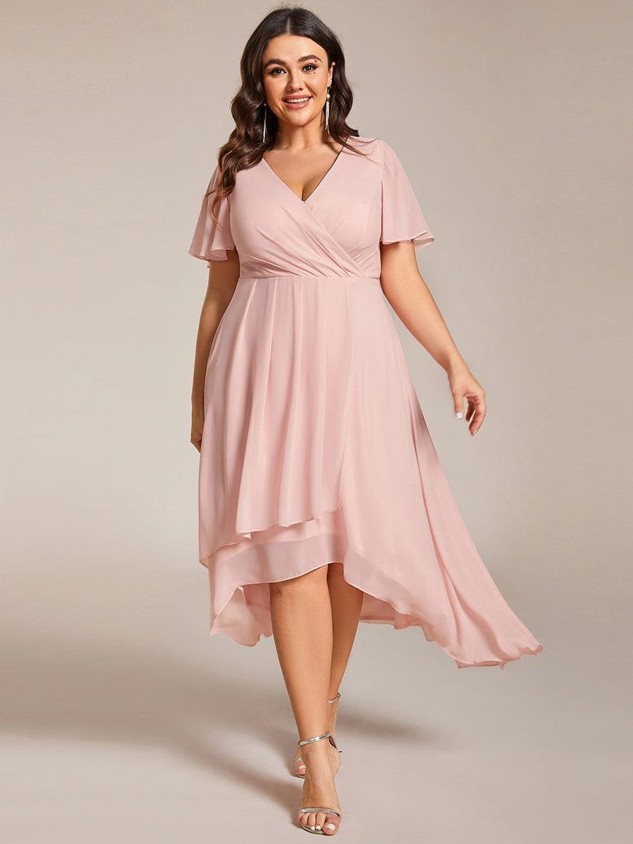 Funkelndes Abendkleid in A-Linie mit Empire-Taille und langen ?rmeln #farbe_Rosa