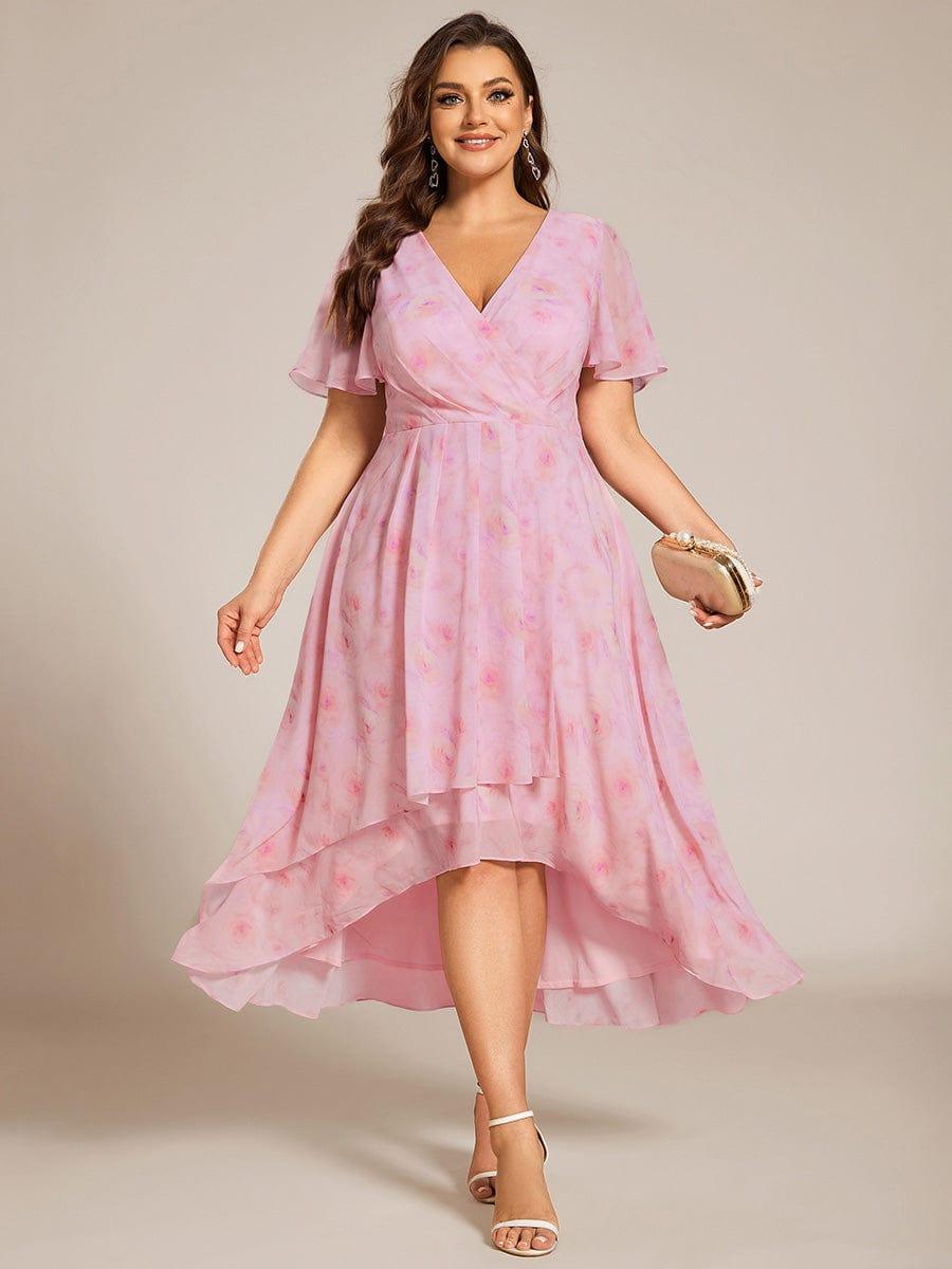 Glitzerndes A-Linien-Abendkleid mit Empire-Taille und langen Laternen?rmeln #farbe_Rot gedruckt