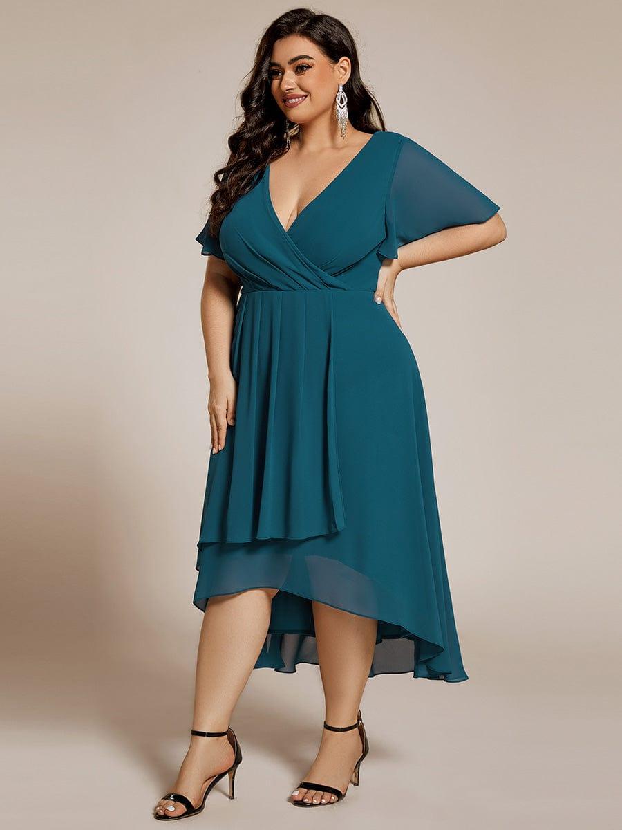 Glitzerndes A-Linien-Abendkleid mit Empire-Taille und langen Laternen?rmeln #farbe_Teal