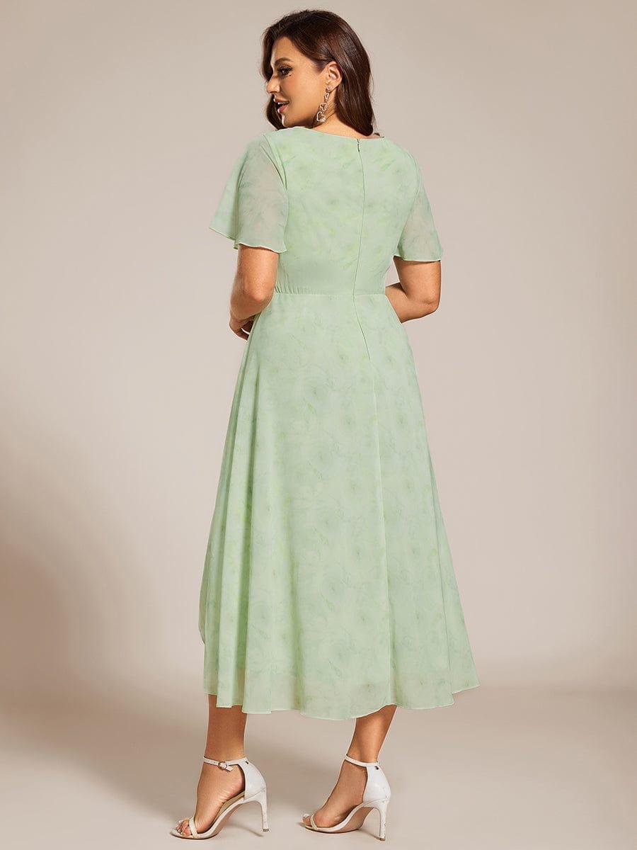 Glitzerndes A-Linien-Abendkleid mit Empire-Taille und langen Laternen?rmeln #farbe_Hellgr¨¹ne Rosen