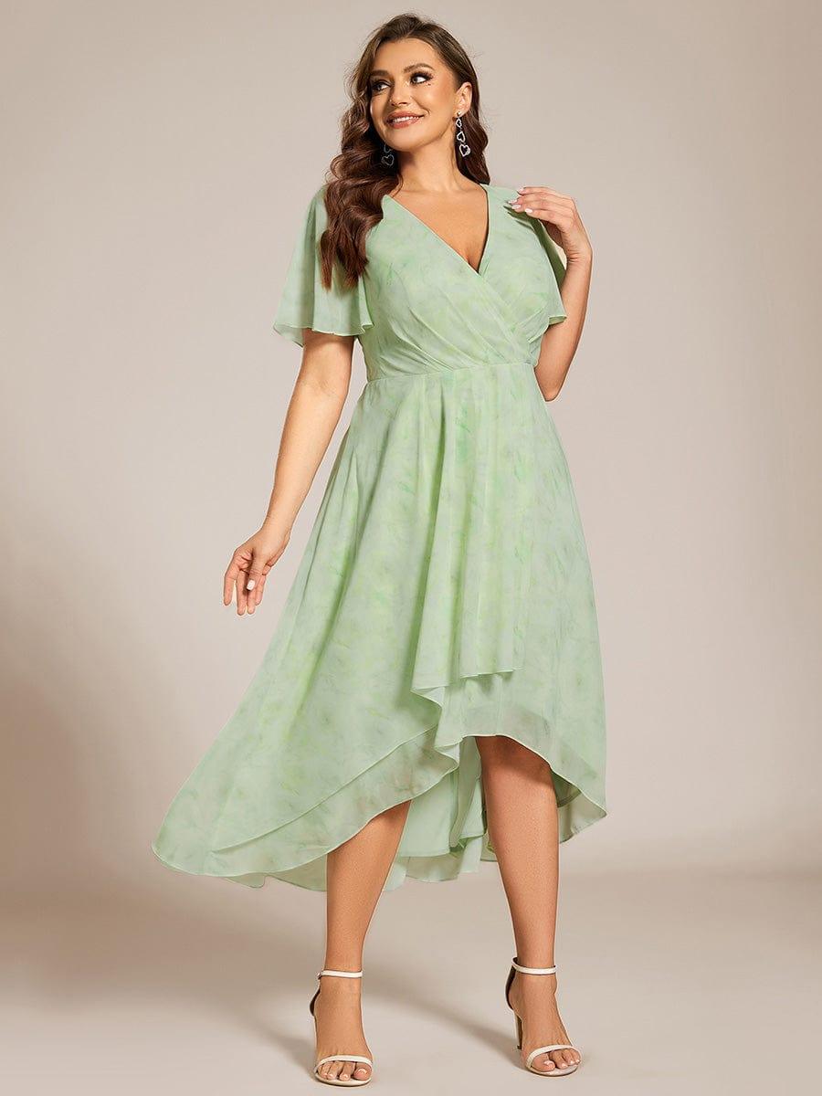 Glitzerndes A-Linien-Abendkleid mit Empire-Taille und langen Laternen?rmeln #farbe_Hellgr¨¹ne Rosen