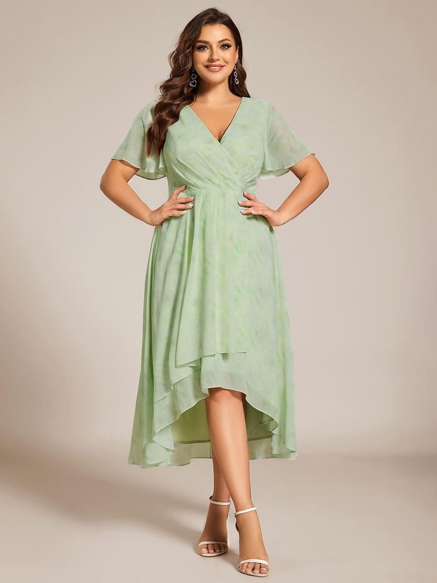 Glitzerndes A-Linien-Abendkleid mit Empire-Taille und langen Laternen?rmeln #farbe_Hellgr¨¹ne Rosen