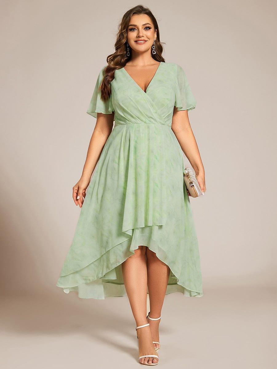 Glitzerndes A-Linien-Abendkleid mit Empire-Taille und langen Laternen?rmeln #farbe_Hellgr¨¹ne Rosen
