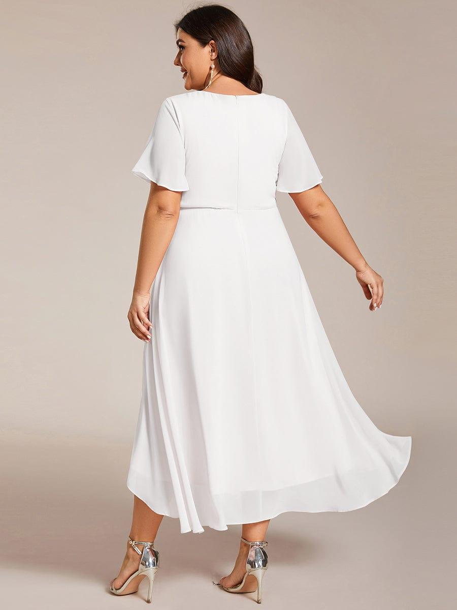 Funkelndes Abendkleid in A-Linie mit Empire-Taille und langen ?rmeln #farbe_Weiss