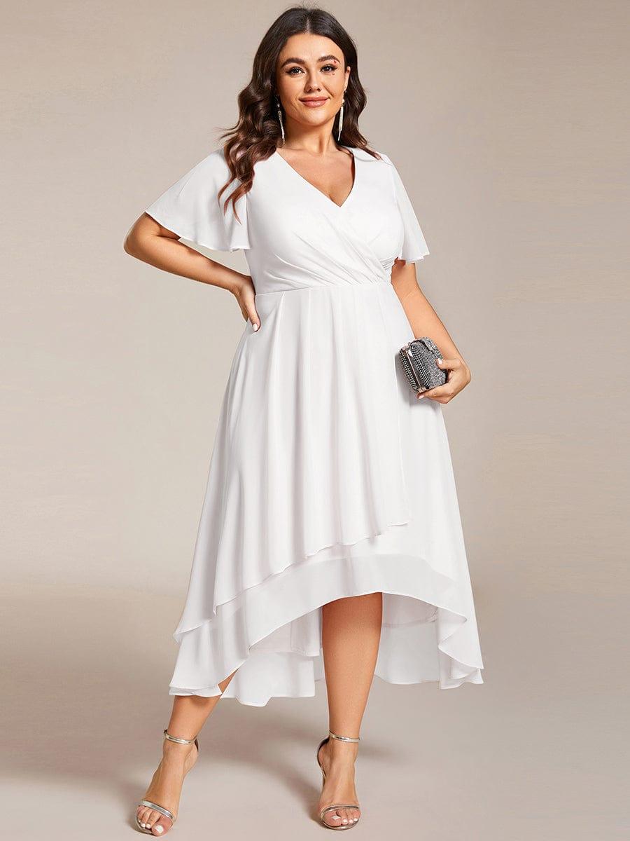 Funkelndes Abendkleid in A-Linie mit Empire-Taille und langen ?rmeln #farbe_Weiss