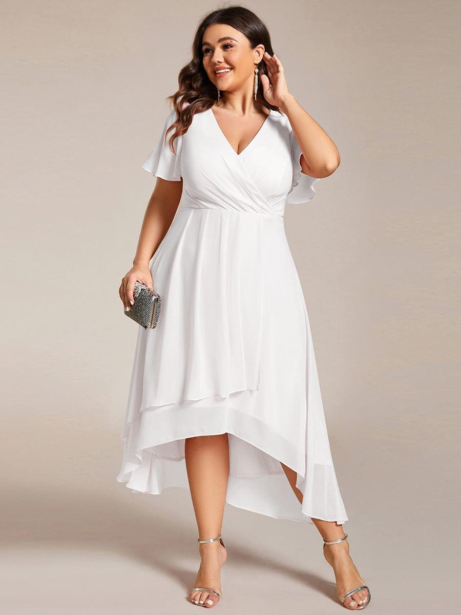 Funkelndes Abendkleid in A-Linie mit Empire-Taille und langen ?rmeln #farbe_Weiss