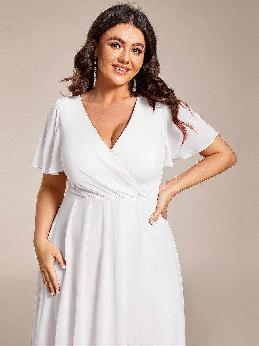 Funkelndes Abendkleid in A-Linie mit Empire-Taille und langen ?rmeln #farbe_Weiss