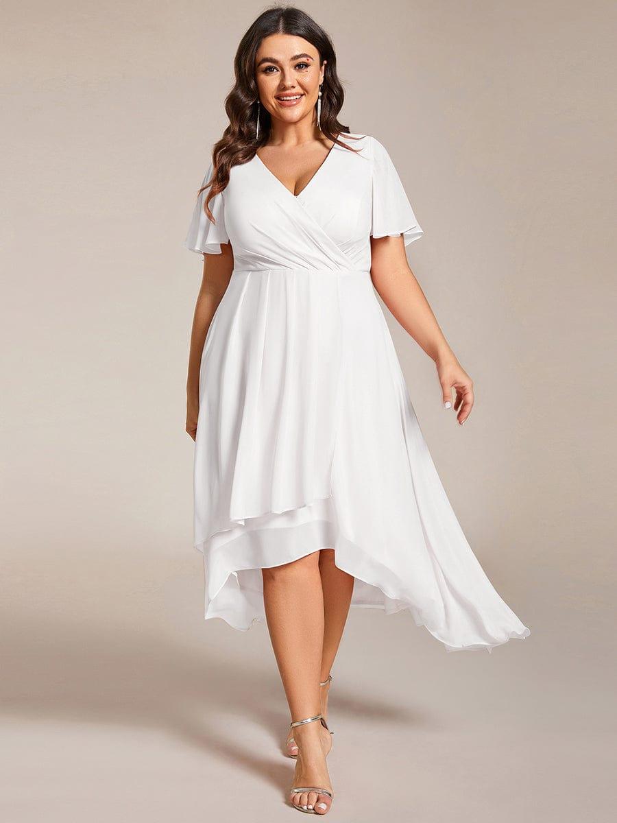 Funkelndes Abendkleid in A-Linie mit Empire-Taille und langen ?rmeln #farbe_Weiss