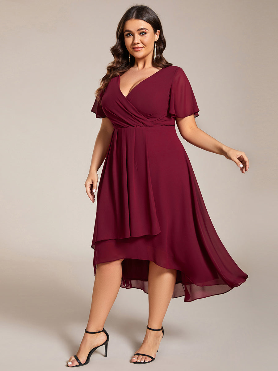 Funkelndes Abendkleid in A-Linie mit Empire-Taille und langen ?rmeln #farbe_Burgunderrot