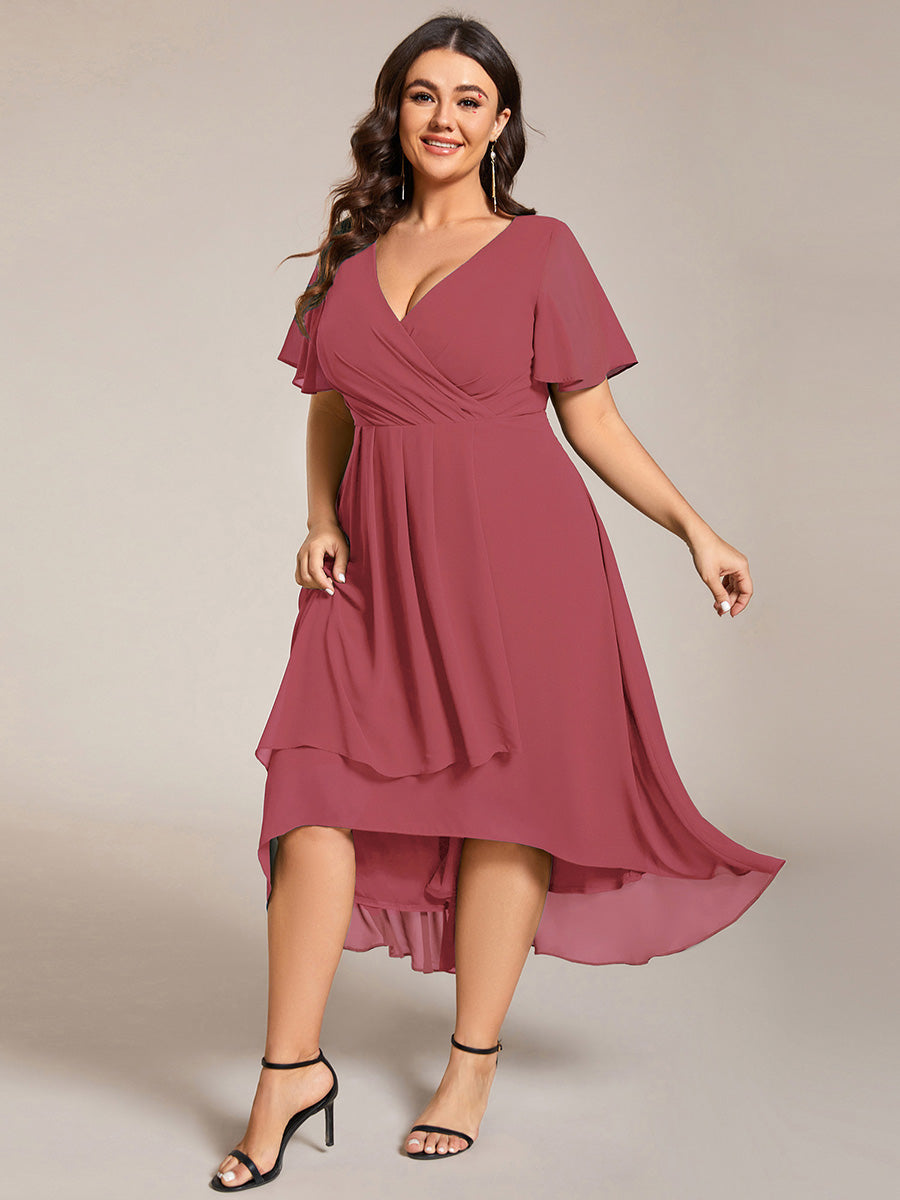Funkelndes Abendkleid in A-Linie mit Empire-Taille und langen ?rmeln #farbe_Beige-Braun