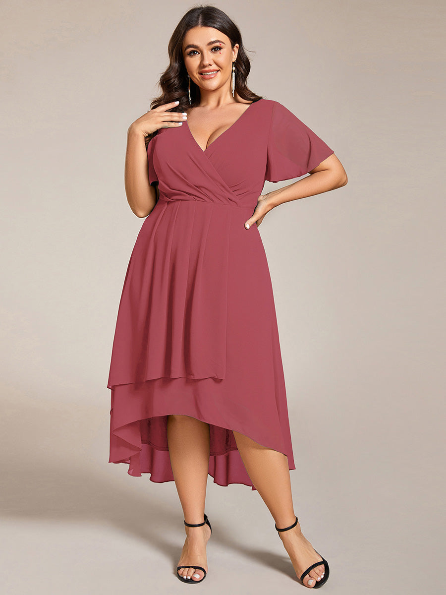 Funkelndes Abendkleid in A-Linie mit Empire-Taille und langen ?rmeln #farbe_Beige-Braun