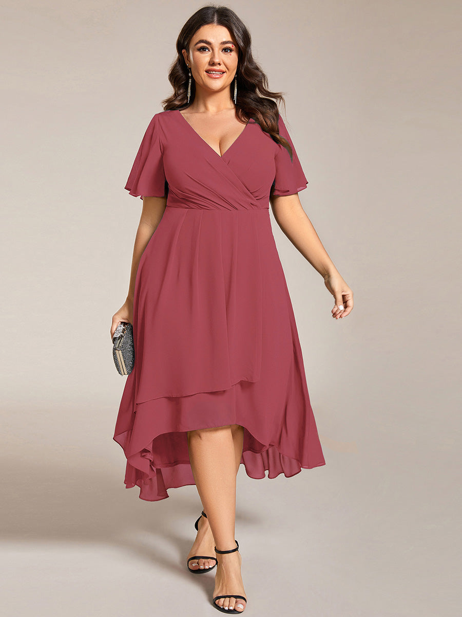 Funkelndes Abendkleid in A-Linie mit Empire-Taille und langen ?rmeln #farbe_Beige-Braun