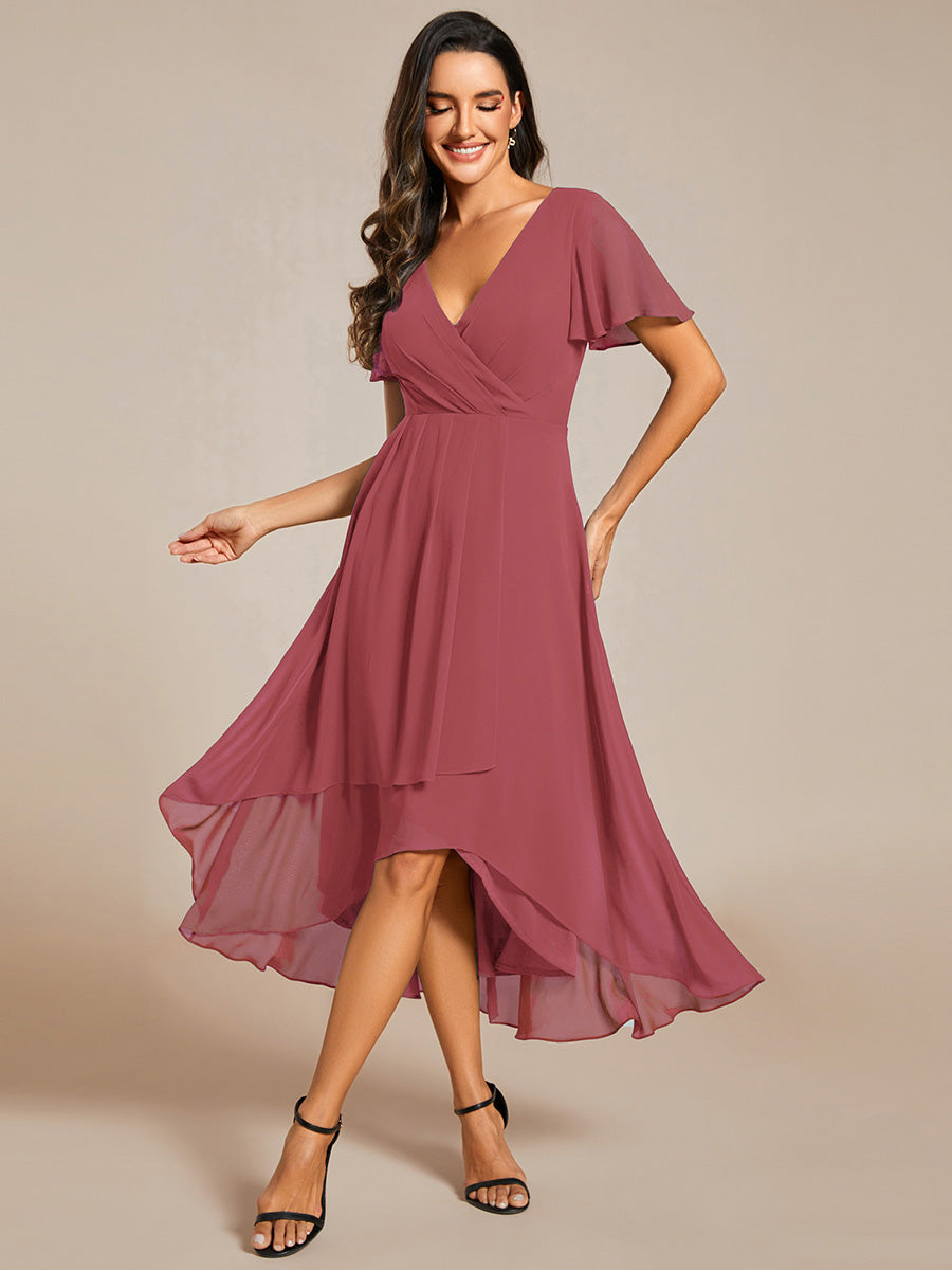 Funkelndes Abendkleid in A-Linie mit Empire-Taille und langen ?rmeln #farbe_Beige-Braun