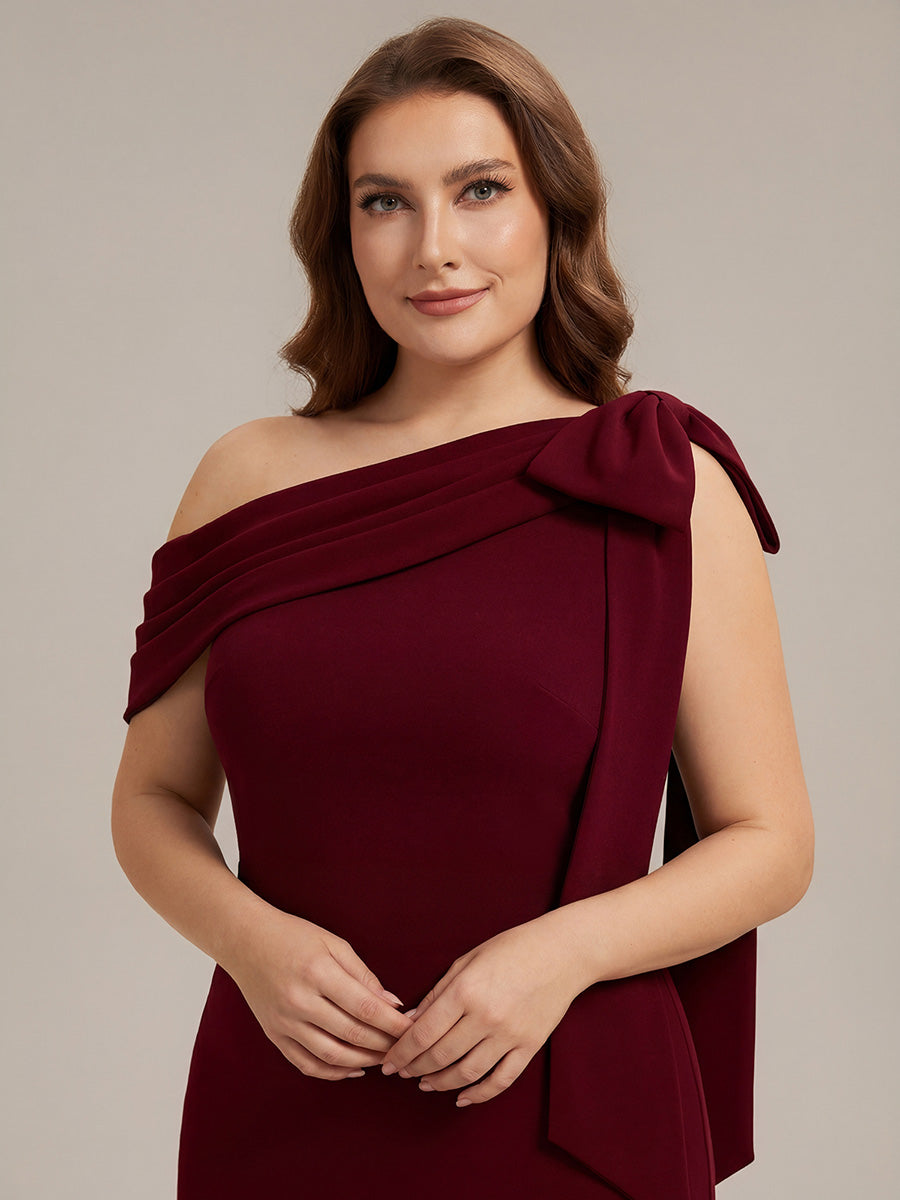 Maxikleid Ohne Träger Sheath Schnitt Strickstoff Schleifendetail Raffung Design Kleid #Farbe_Dunkelrot